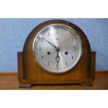 A Smiths Enfield oak mantel clock, 23cms h