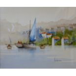 Ken Hammond, coastal scene, watercolour, 22 x 27cms, framed