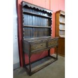 An oak dresser, 191cms h, 125cms w, 47cms d