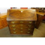 A George II mahogany bureau, 102cms h, 99cms w, 50cms d