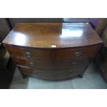 A George III mahogany bow front chest of drawers