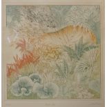 A signed Anna Pugh limited edition print, Bright Tiger, no. 68/200, 40 x 39cms, framed