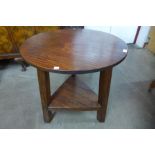 An oak cricket table, 76cms h x 70cms d