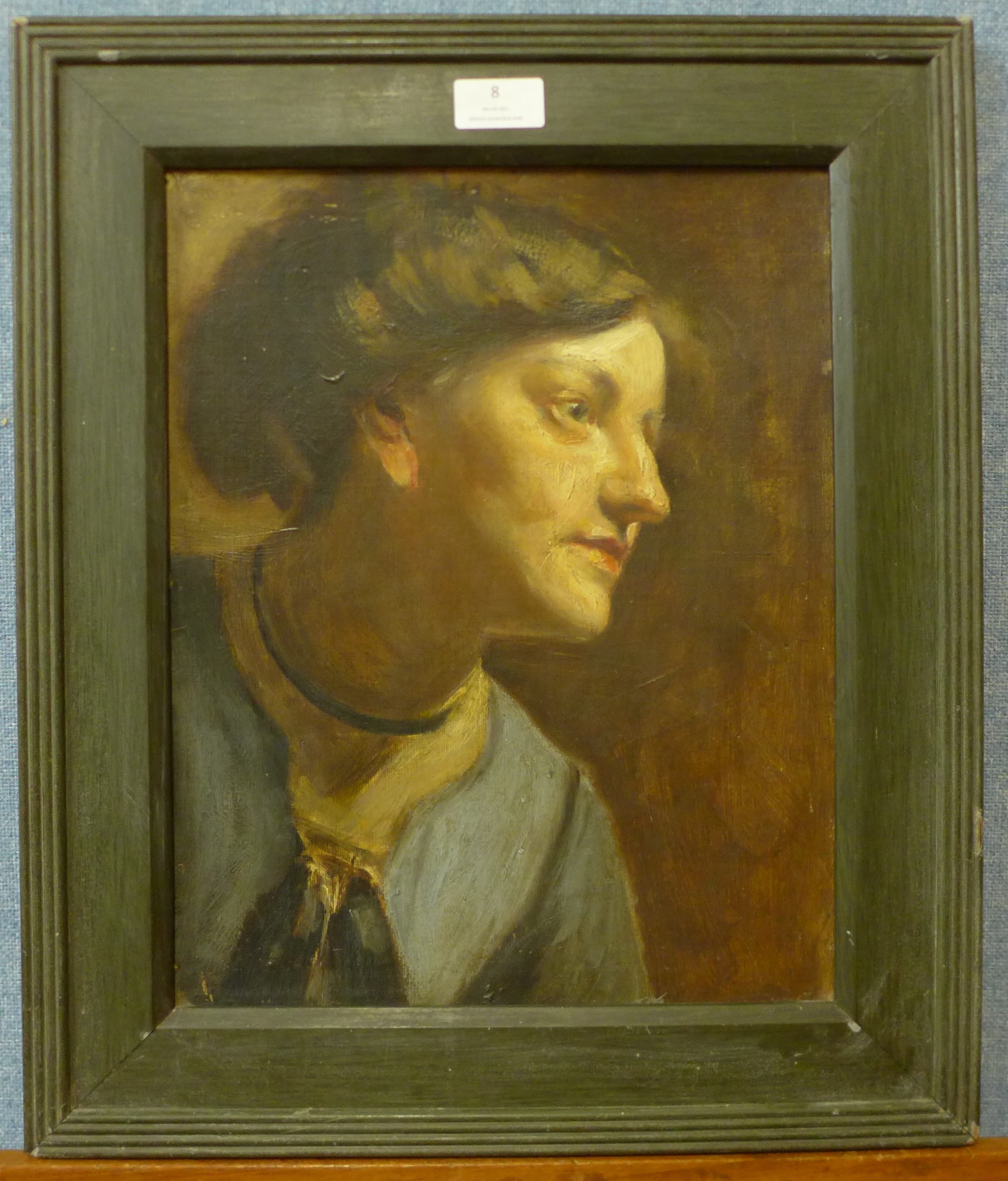 English School, portrait of a lady, oil on board, 36 x 29cms, framed - Image 2 of 3