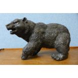 A bronze figure of a grizzly bear, 19cms h