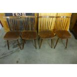 A set of four beech kitchen chairs