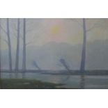 John Foulger (1942-2007), Floods in The Arun Valley (near Amberley), oil on canvas, 60 x 90cms,