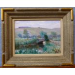French Post Impressionist School, river landscape, oil on board, 17 x 23cms, framed