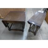 Two oak drop-leaf occasional tables