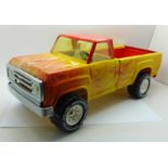 A Tonka Toys vintage pressed steel XR-101 pick-up truck renovated with customised powder coated