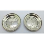 A pair of Daily Telegraph golf trophy dishes, London 1937, 62g, 98mm