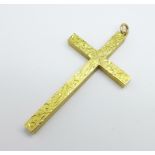 A large, heavy 9ct gold ecclesiastical cross pendant, Birmingham hallmark, 46g, 76mm x 43mm