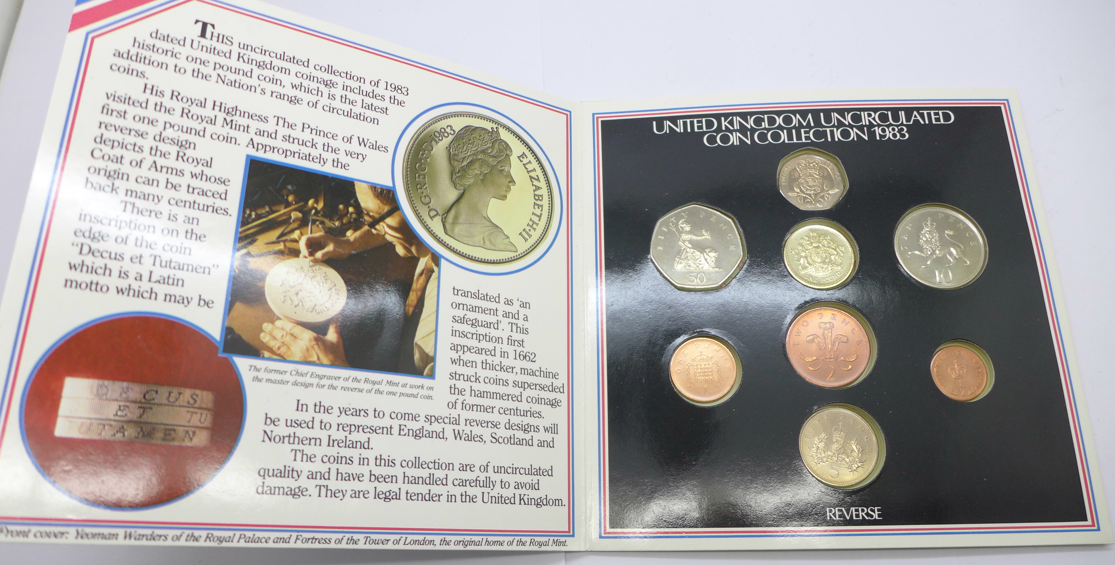 Two UK uncirculated coin collections, years 1982 and 1983, including the new £1 coin - Image 3 of 3