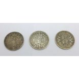 Three Victorian half crowns, 1885, 1890 and 1901