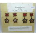 Four Marshalls of the Red Army medals, mounted on card