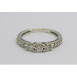 A 9ct white gold and diamond cluster ring, approximately 0.5ct diamond weight, 1.6g, I