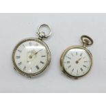 Two silver fob watches