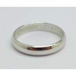 A white metal ring, marked 0.750, with inscription dated 1978, 4.3g, S