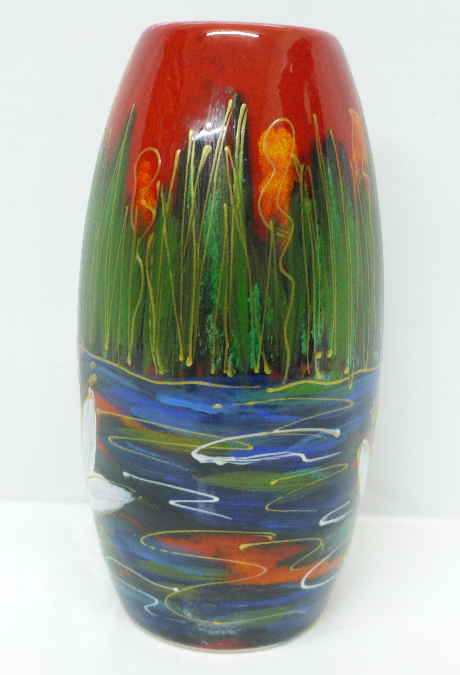 An Anita Harris art pottery Skittle vase, Water Lily design, signed Anita Harris in gold on the - Image 2 of 4