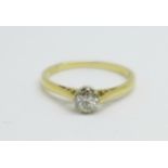 An 18ct gold and diamond solitaire ring, 2.1g, M