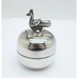 A white metal pill box, 48mm