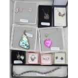 A collection of silver and stone set jewellery, boxed (10)