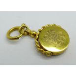 A 9ct gold bloodstone set swivel fob, Chester 1924, William Oakley Davies, 3.8g, with monogram