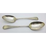 A pair of George III silver serving spoons, London 1791, Peter & Ann Bateman, 107g