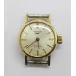 A lady's 9ct gold Longines automatic wristwatch