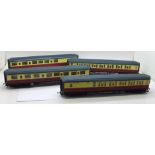 Four Hornby 00 gauge model railway carriages