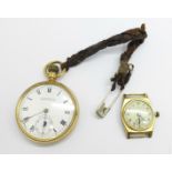 A gold plated top-wind pocket watch, the dial marked Wm. Greenwood & Sons, Leeds & Huddersfield,
