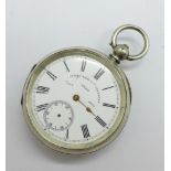 A 935 silver pocket watch, a/f, case dented, lacking glass and two hands