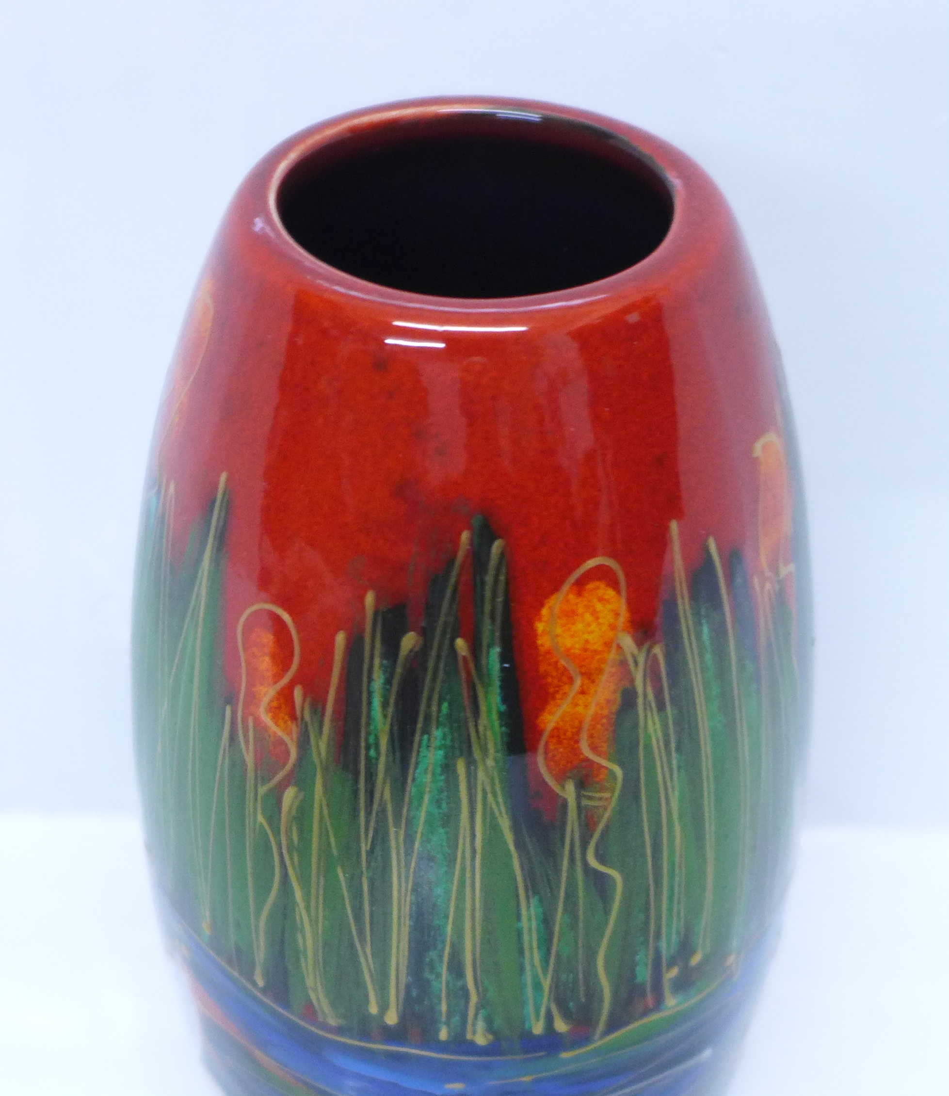 An Anita Harris art pottery Skittle vase, Water Lily design, signed Anita Harris in gold on the - Image 3 of 4