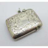 A silver vesta case, Birmingham 1901