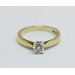 A 9ct gold and diamond solitaire ring, approximately 0.3ct diamond weight, 2.3g, I