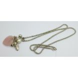 An Azuni designer necklace with pink quartz, baroque pearl and charms