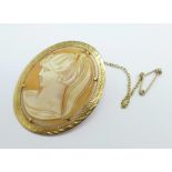 A 9ct gold mounted cameo brooch, total weight 6.8g, 41mm x 33mm