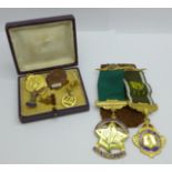 Two Buffalo lodge medals, two ballroom dancing medals, 1958, loop a/f, and 1960, and ballroom