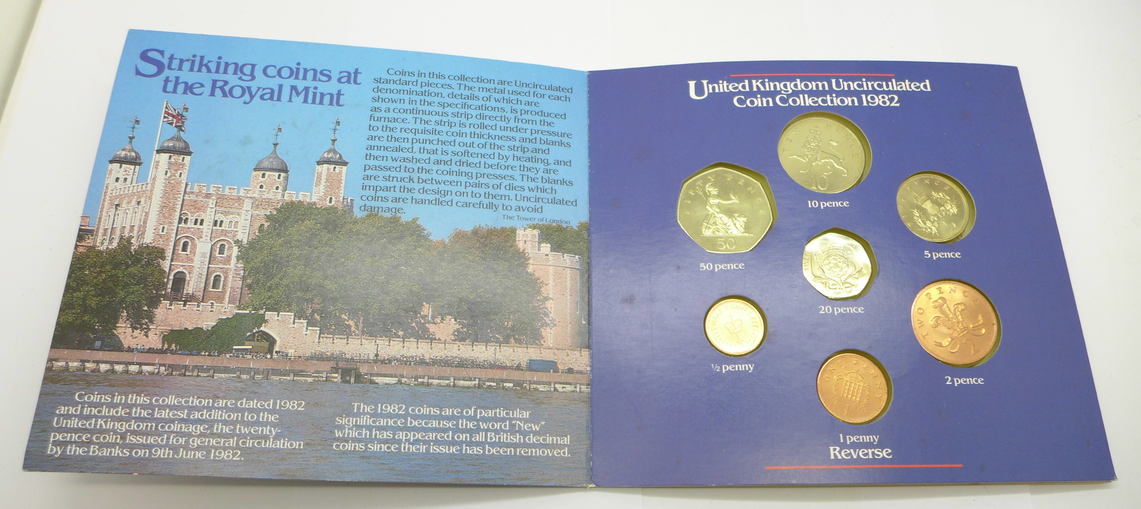 Two UK uncirculated coin collections, years 1982 and 1983, including the new £1 coin - Image 2 of 3