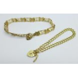 Two 9ct gold bracelets, 12g