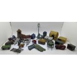 Assorted Britains metal farm range, including Blacksmith's Forge, blue Police box, etc.