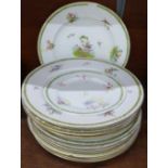 T. Goode & Co. Crescent china, eight dinner plates, five bowls and a side plate, (four plates and