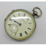 A silver fusee pocket watch, hallmarked Chester 1889, dial signed Read & Son, Coventry
