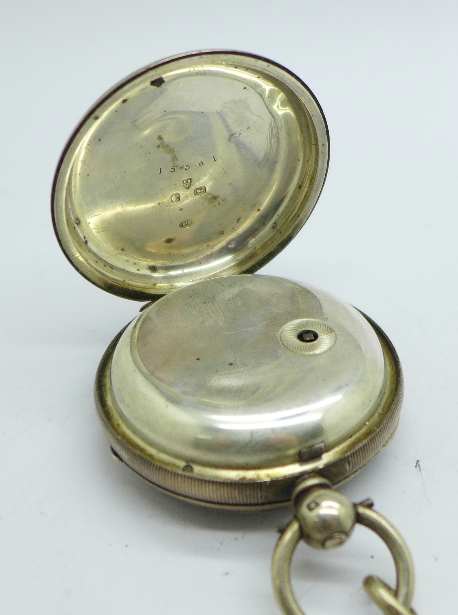 A silver pocket watch with double Albert chain, watch a/f - Image 6 of 7