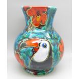 An Anita Harris art pottery Trojan vase, Toucan design, signed Anita Harris in gold on the base,