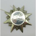 A William IV hallmarked silver star badge, Sheffield 1832, marked 'ANO no.36', possibly a lodge