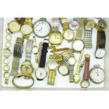 A collection of lady's and gentleman's wristwatches, a pocket watch and a stop watch