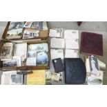 A suitcase containing approximately 250 postcards, early 20th Century postal history including WWI