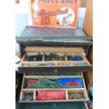 A collection of Meccano in an engineer's chest