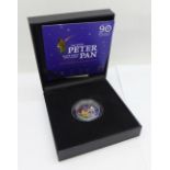 The 2020 Peter Pan silver proof 50p coin with Selective Colour Image issued by Isle of Man, with